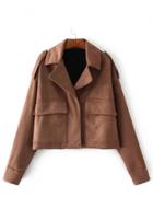 Oasap Turn Down Collar Long Sleeve Solid Color Coat