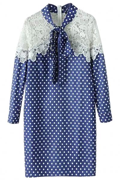Oasap Casual Polka Dot Lace Pencil Dress