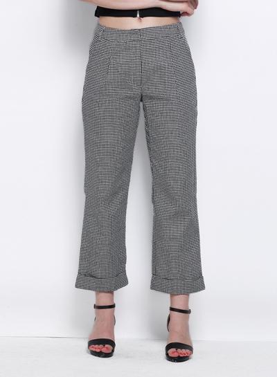 Oasap Plaid High Waist Wide-leg Cropped Pants