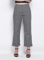 Oasap Plaid High Waist Wide-leg Cropped Pants