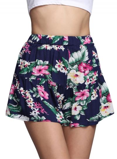 Oasap Stylish Floral Print High Waist Shorts