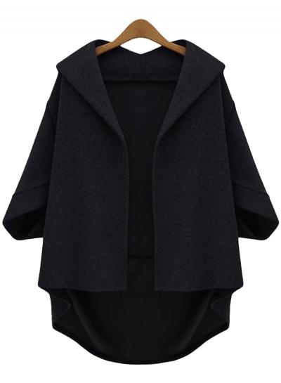 Oasap Fashion 3/4 Batwing Sleeve Hooded Coat