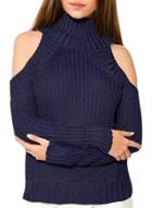 Oasap Women's High Neck Open Shoulder Ribbed Knit Pullover Sweater