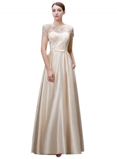 Oasap Floral Lace Paneled Rhinestone Trim Prom Dress
