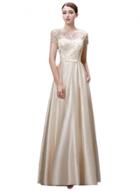 Oasap Floral Lace Paneled Rhinestone Trim Prom Dress