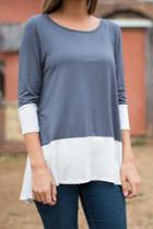 Oasap Chic Color Block Stretch Knit Tee