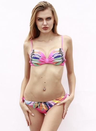 Oasap Spaghetti Strap Sleeveless Floral Printed Bikini Swimwear