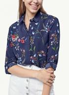 Oasap Fashion Floral Long Sleeve Button Down Shirt