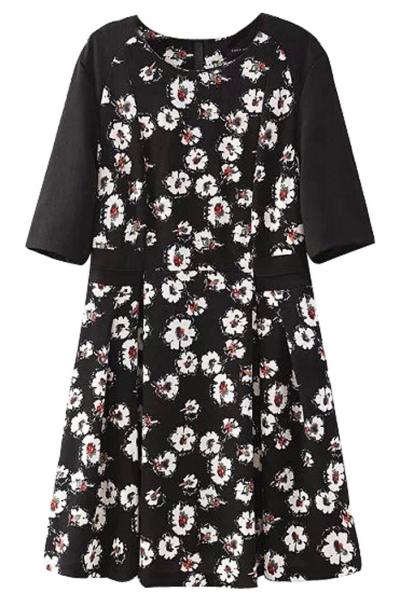 Oasap Chic Street Black Floral Mini A Line Dress