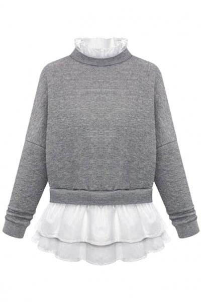 Oasap Mock 2 Pcs Paneled Sweatshirt