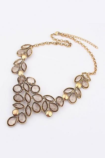 Oasap Crystal Grapevine Necklace