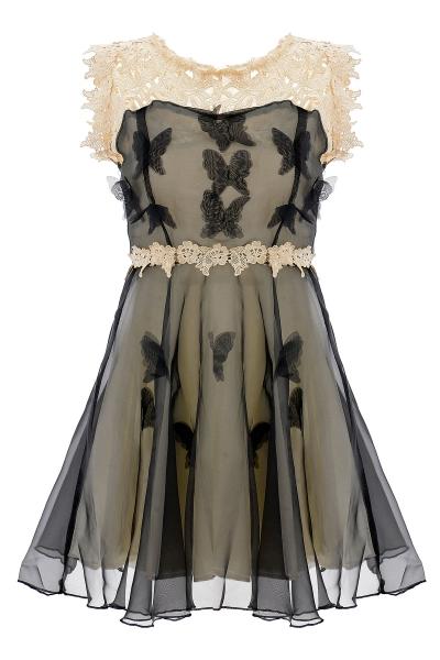 Oasap Lace Paneled Organza Princess Bubble Dress