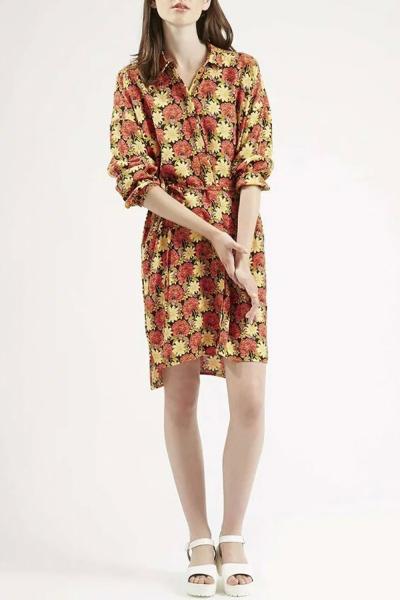 Oasap Floral Print Side Slit High Low Design Dress