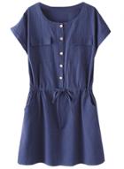 Oasap Women's Casual Short Sleeve Drawstring Waist Dress With Pockets