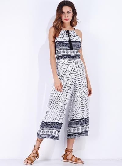 Oasap Geometric Print Spaghetti Strap Jumpsuit