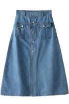 Oasap Vintage Patch Pocket Button Down Denim Skirt