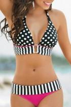 Oasap Polka Dot Banded Halter Bikini