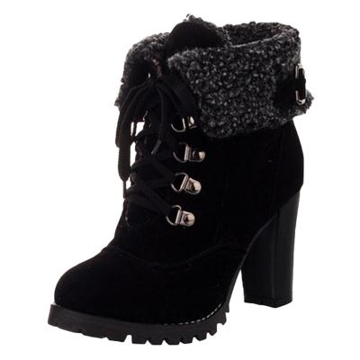 Oasap Fold Down Buckle Strap High Heels Paltform Boots