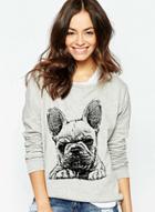 Oasap Dog Graphic Pullover Loose Sweatshirt