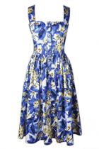 Oasap Sweet Floral Print Midi Dress