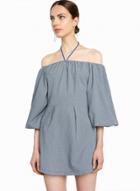 Oasap Fashion Plaid Halter Off Shoulder Mini Dress