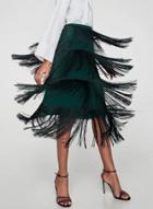 Oasap Fashion High Waist Midi Skirt With Tassel