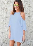 Oasap Off Shoulder Short Sleeve Loose Fit Dress