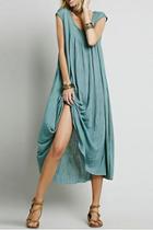 Oasap Stylish Asymmetric Loose Fit Cap Sleeve Stretch Dress