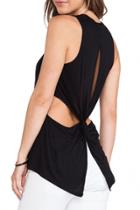 Oasap Chic Scoop Neck Cut Out Back Tee