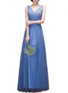 Oasap Women's Elegant V Neck Maxi Prom Evening Bridesmaid Dress