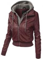 Oasap Women's Fake 2 Piece Zipper Hooded Pu Leather Jacket