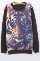 Oasap Tiger Graphic Fleece Sweatshirt