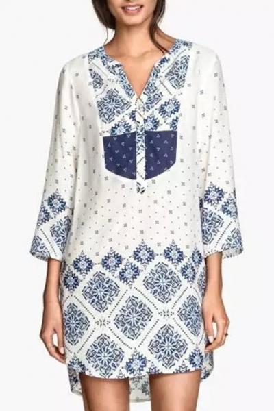 Oasap Glamorous Printed High Low Shift Dress
