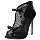 Oasap Hollow Out Mesh Bow High Stiletto Heels Pumps