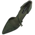 Oasap Solid Color Leather Buckled Pointed-toe Sandals