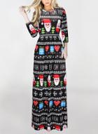 Oasap Fashion Christmas Long Sleeve Maxi Dress