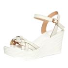 Oasap Open Toe Wedge Heels Weave Genuine Leather Sandals