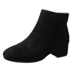 Oasap Solid Color Square Toe Block Heels Ankle Boots