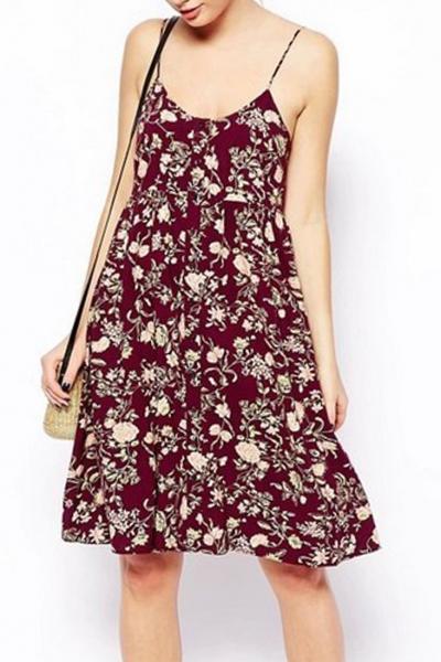 Oasap Vintage Floral Print Cotton Slip Dress