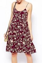 Oasap Vintage Floral Print Cotton Slip Dress