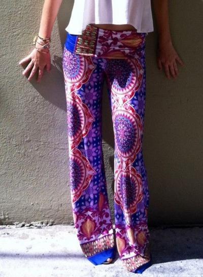 Oasap Vintage Floral Printed Long Pants