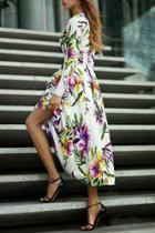 Oasap Chic Floral Pattern Pleated Dress