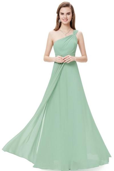 Oasap One Shoulder Rhinestones Floor Length Evening Party Dress