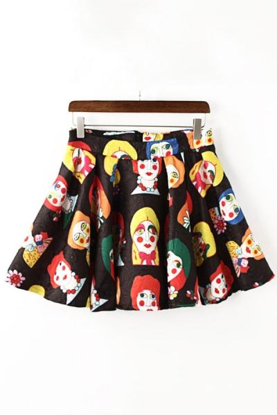 Oasap Cartoon Jacquard A-line Skirt