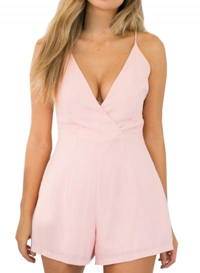 Oasap Women's Deep V Spaghetti Strap Backless Design Romper