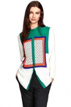 Oasap Tribal-inspired Square Print Button Down Shirt