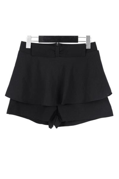 Oasap Flouncing High Waist Bowknot Shorts
