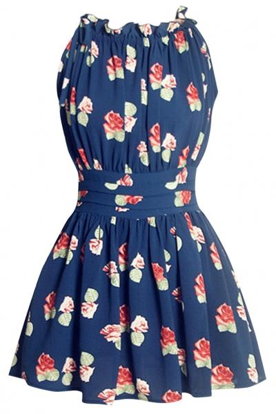 Oasap Summer Floral Print Sleeveless Tunic