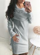 Oasap Fashion Solid Color Long Sleeves Bodycon Dress