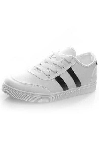 Oasap Fashion Stripe Pattern Lace Up Sneakers
